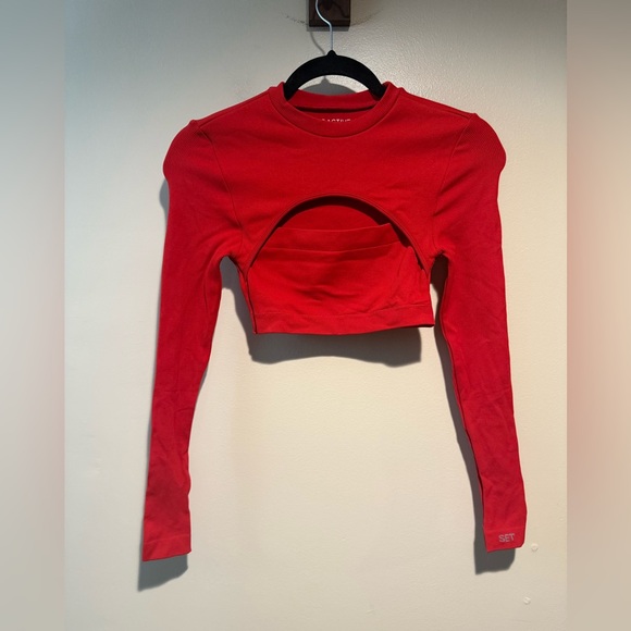 SET Active Womens red sculpt flex long sleeve top size small - Picture 2 of 9
